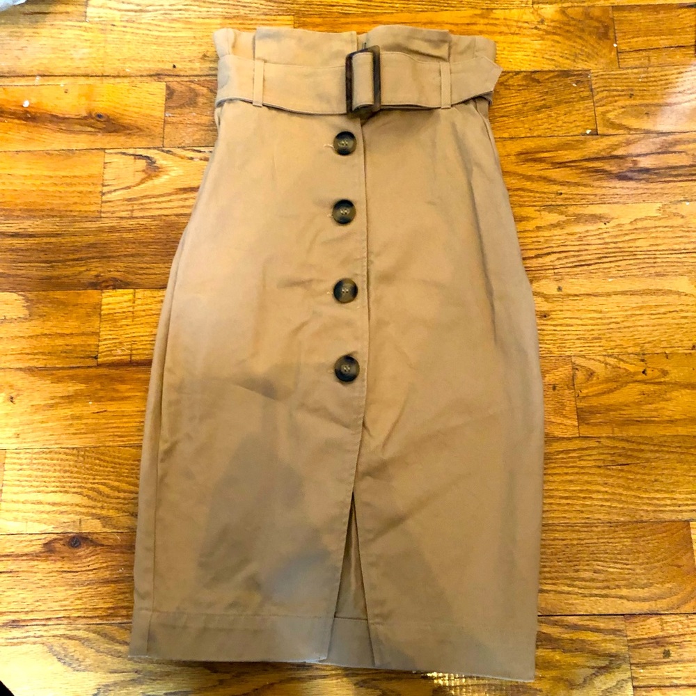 H&M Khaki Button Pencil Skirt